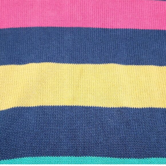 Vtg Liz Wear Striped Oversized Rainbow Fisherman Sweater Cozy Preppy Classic - Picture 8 of 8